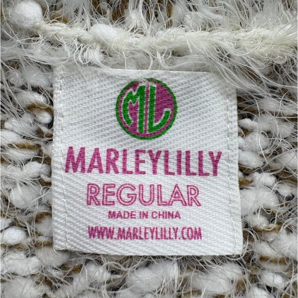 Marleylilly Vest Womens XS-M Ivory Brown Heather Soft Open Front Hippie Boho - Picture 2 of 11